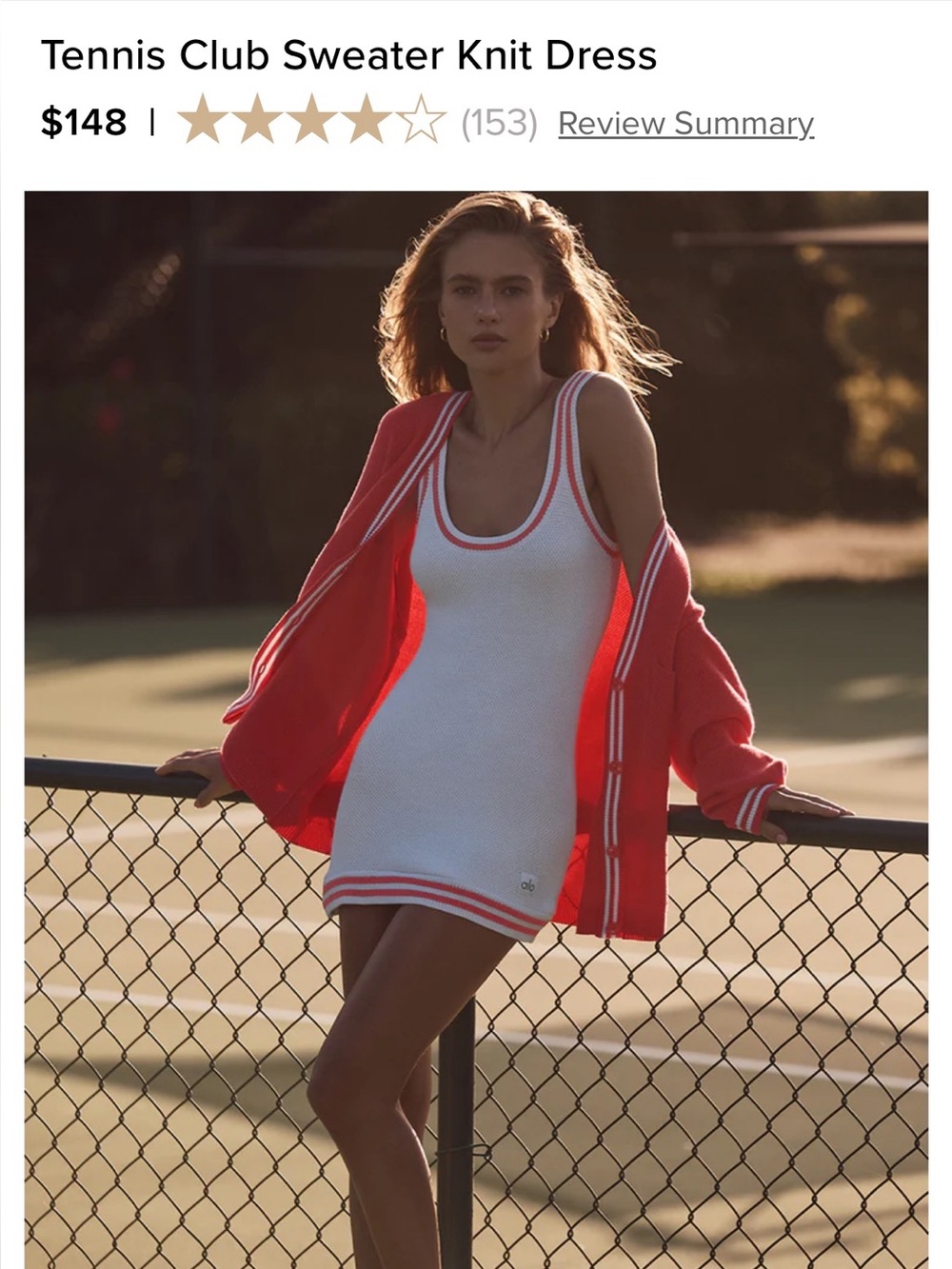 ALO Yoga White Knit Tennis Dress